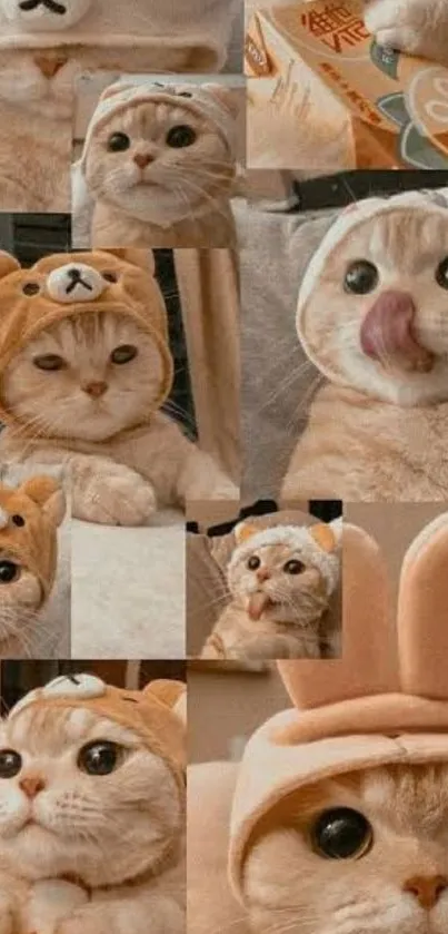 Adorable collage of a cat in cute hats.