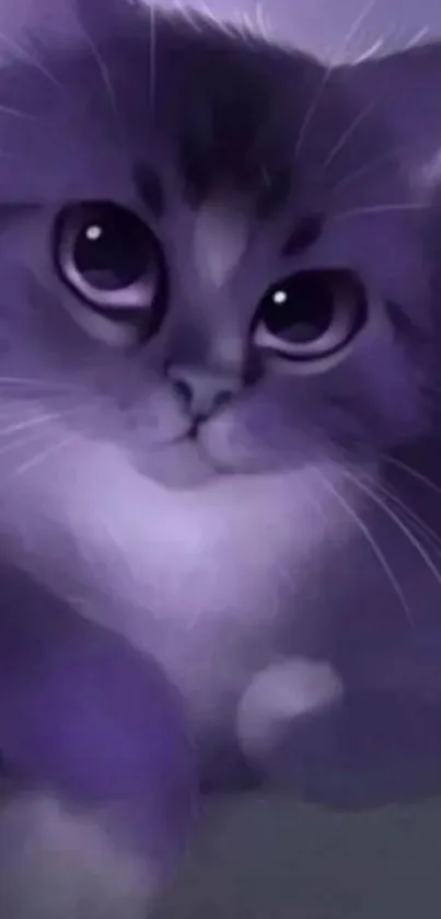 Adorable purple cat mobile wallpaper.