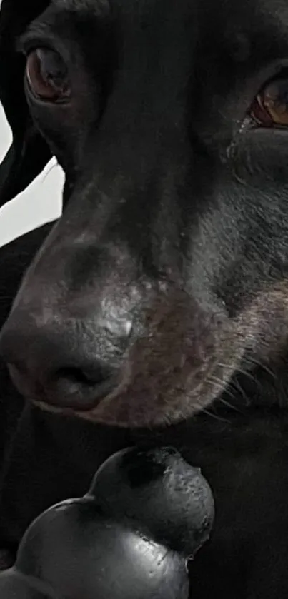 Close-up of a cute dog's face with expressive eyes and a soft nose.