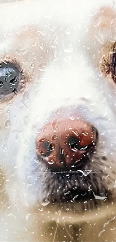 Adorable dog with expressive eyes in a mobile wallpaper.