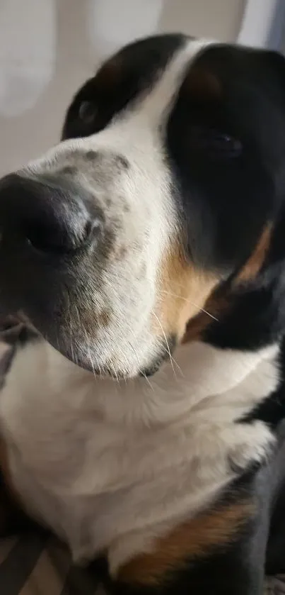 Close-up of a cute black and white dog, perfect for pet lovers' mobile wallpaper.