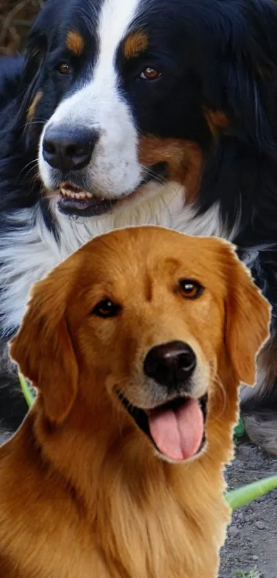 Cute dogs on mobile wallpaper, perfect for pet lovers.