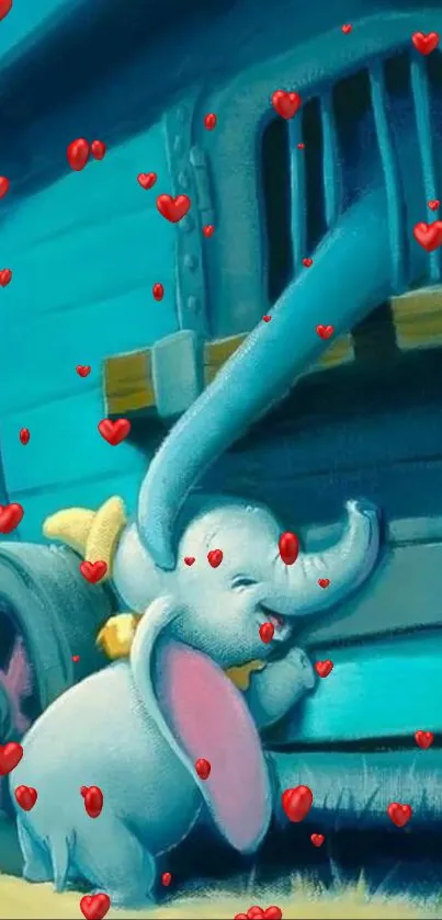 Adorable elephant cartoon with hearts wallpaper