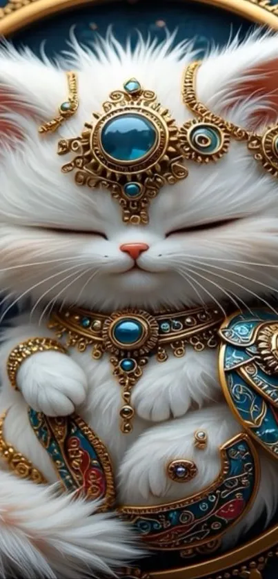 Fantasy artwork of a regal kitten with jewels.