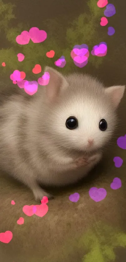 Cute fluffy creature with green leaves on a soft brown background.