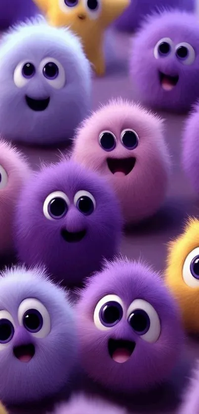 Cute fluffy creatures in vibrant colors