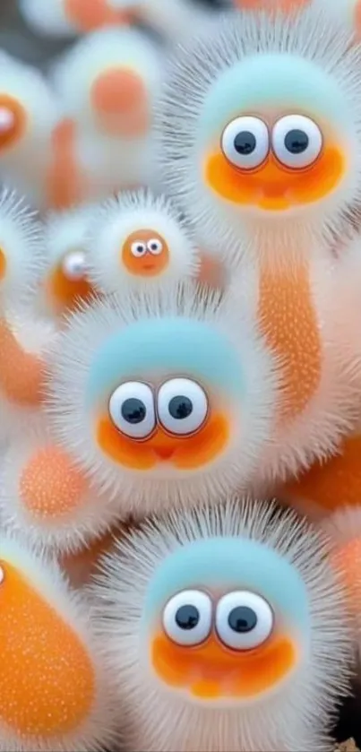 Cartoon fluffy creatures with vibrant colors