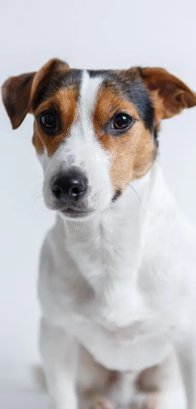 Adorable Jack Russell Terrier on white background.