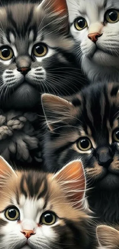 Collage of adorable kittens for mobile wallpaper.