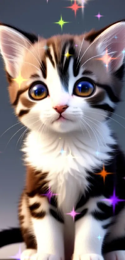 Adorable kitten with striking markings as mobile wallpaper.