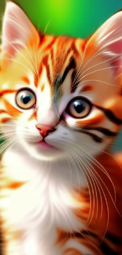 Adorable orange and white kitten wallpaper for mobile devices.