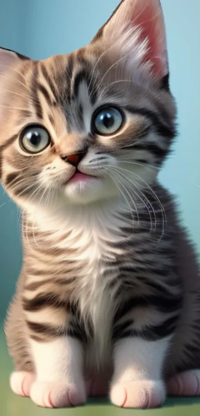 Adorable kitten with blue eyes mobile wallpaper.