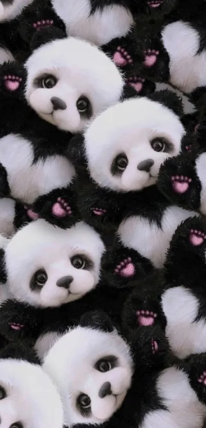 Cute panda bear phone wallpaper with furry designs.