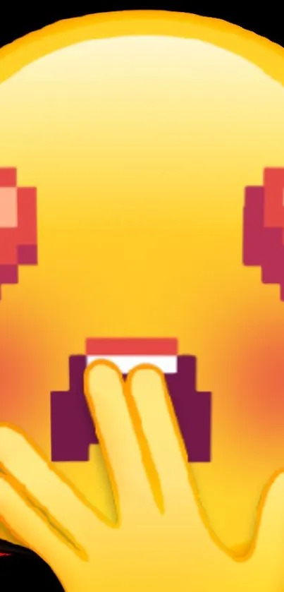 Cute pixel art emoji wallpaper with yellow and pink hues.