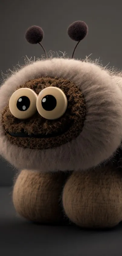 Adorable plush caterpillar on dark background.