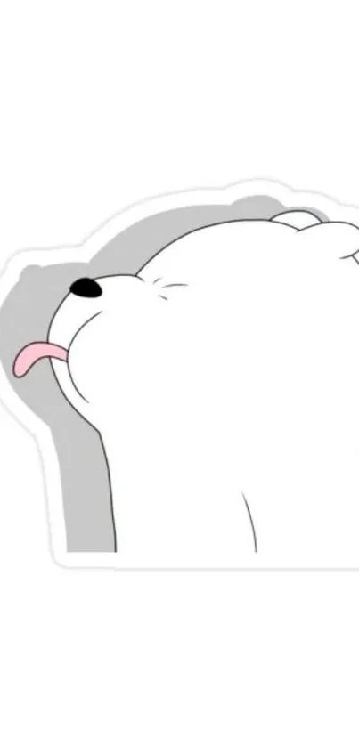 Cute polar bear cartoon with tongue out on a minimalist white background.