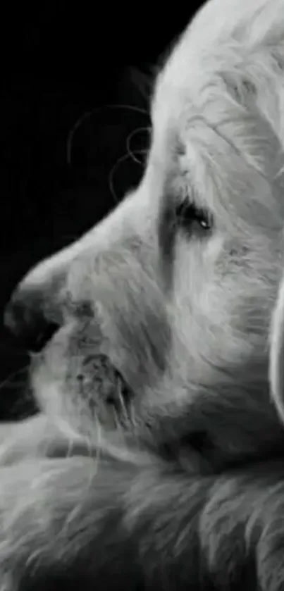 Black and white puppy resting, close-up view.