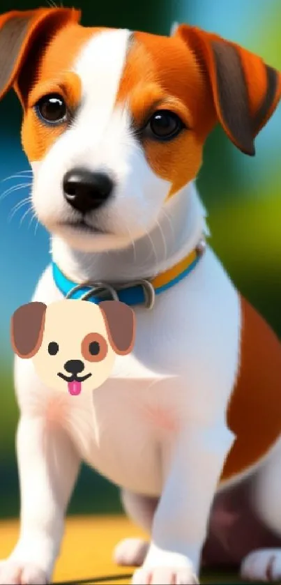 Adorable Jack Russell puppy with colorful background.