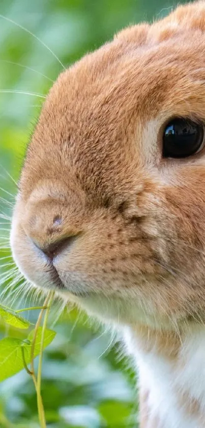 Adorable bunny amidst lush green foliage, perfect for mobile wallpaper.