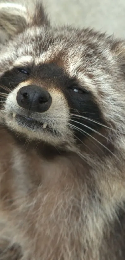 Adorable raccoon close-up in nature setting, perfect for mobile wallpaper.