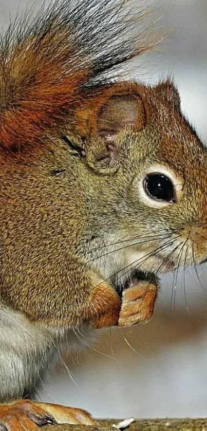 Close-up of a cute squirrel perched in a natural setting, ideal for mobile wallpaper.