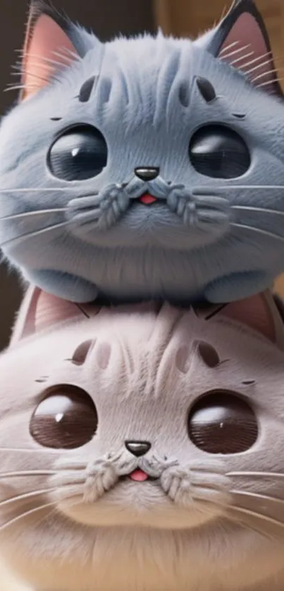 Adorable cartoon cats stacked together.