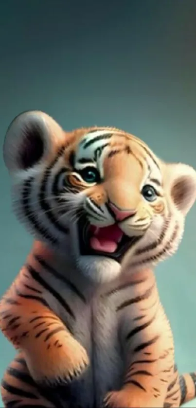 Cute tiger cub illustration in digital art style.