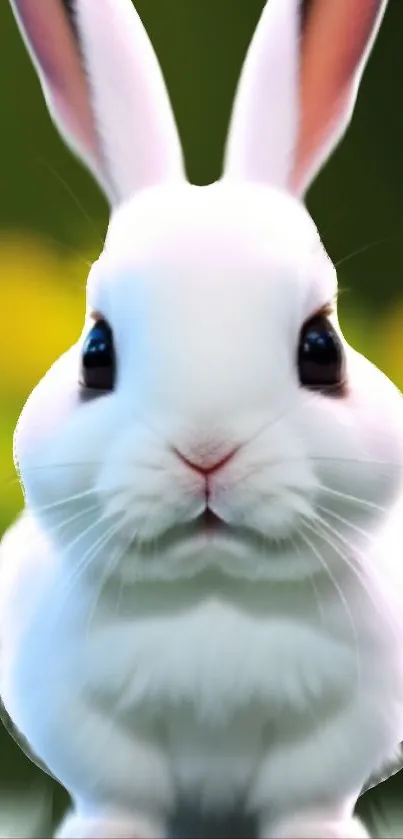 Adorable white bunny with green background wallpaper.