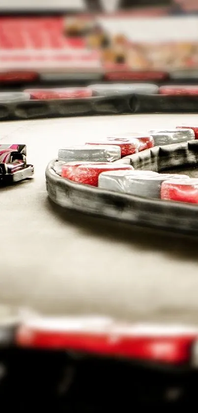 Go-kart racing on a curvy track, showcasing speed and excitement.