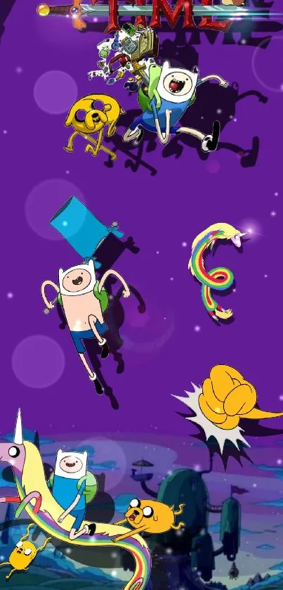 Adventure Time wallpaper with lively cartoon characters.