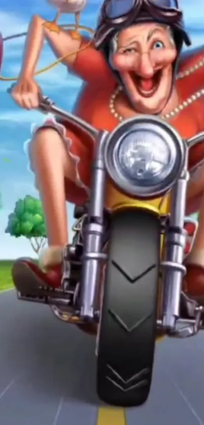 Cartoon character on a bike, enjoying an adventurous and fun ride.