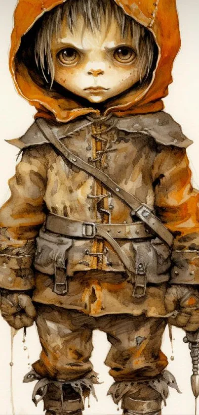 Steampunk character with earthy tones in a creative digital art style.