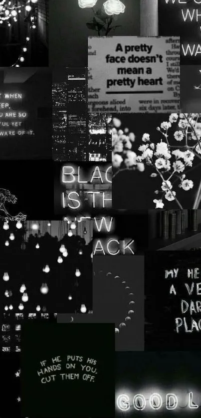 Black and white moody collage wallpaper.