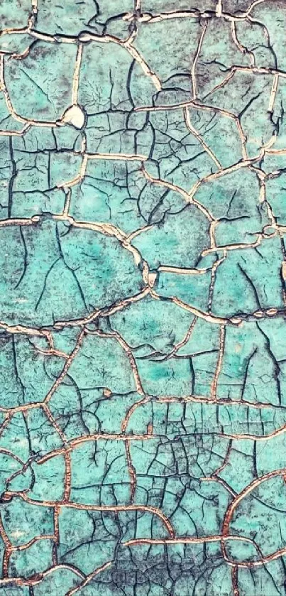 Cracked teal earth texture mobile wallpaper with artistic design.