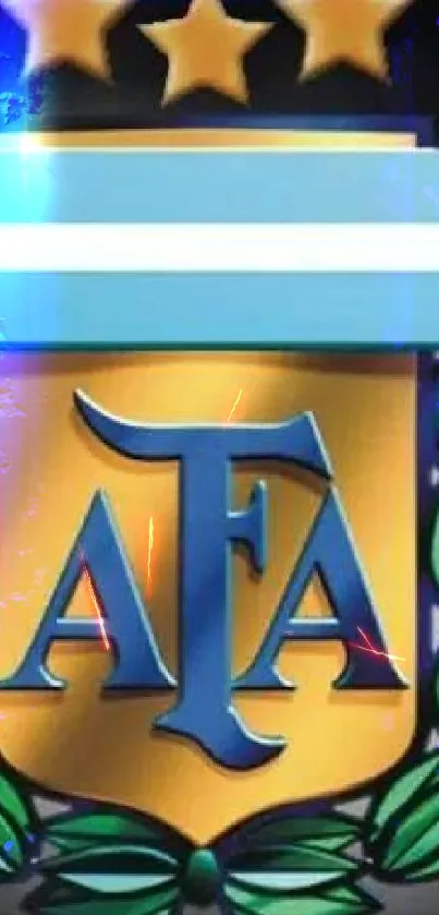 AFA emblem featuring gold shield with stars and blue accents.