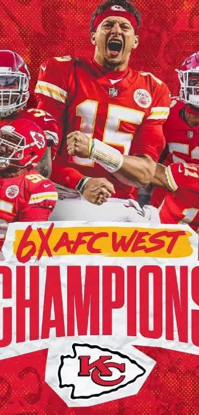 AFC West Champions celebration wallpaper with vibrant red and gold hues.