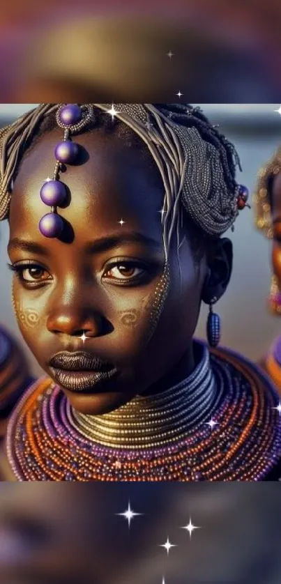 Elegant African portrait with traditional adornments.