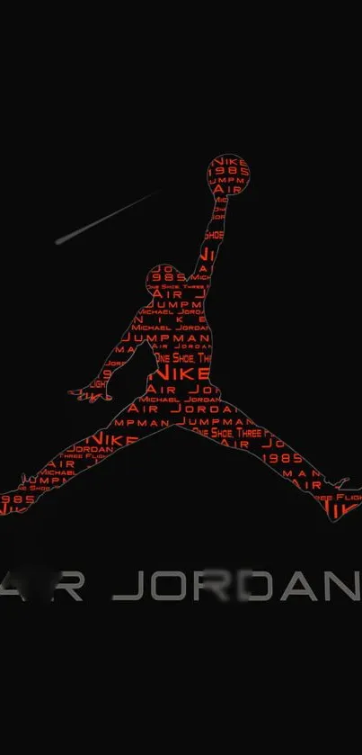 Air Jordan silhouette on black background with red accents.