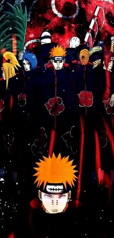 Akatsuki clan standing in dramatic anime wallpaper.