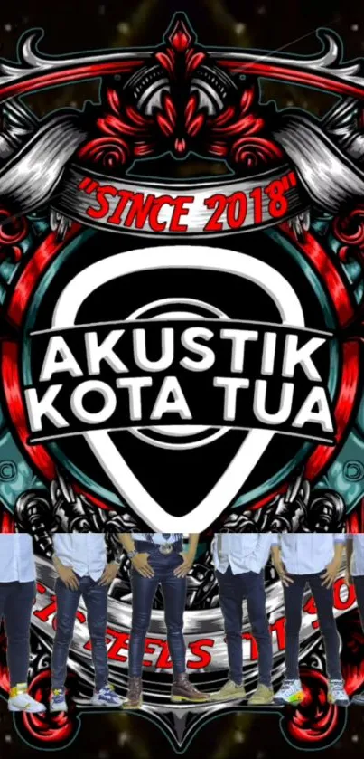 Akustik Kota Tua colorful logo design wallpaper.