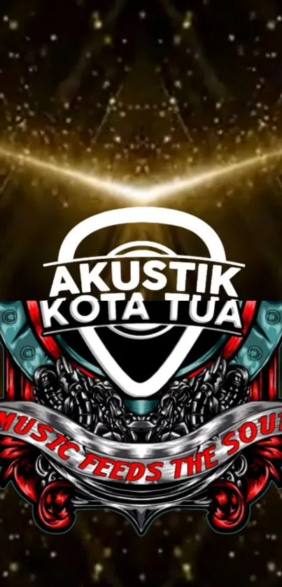 Dynamic Akustik Kota Tua wallpaper with vibrant music-themed design.