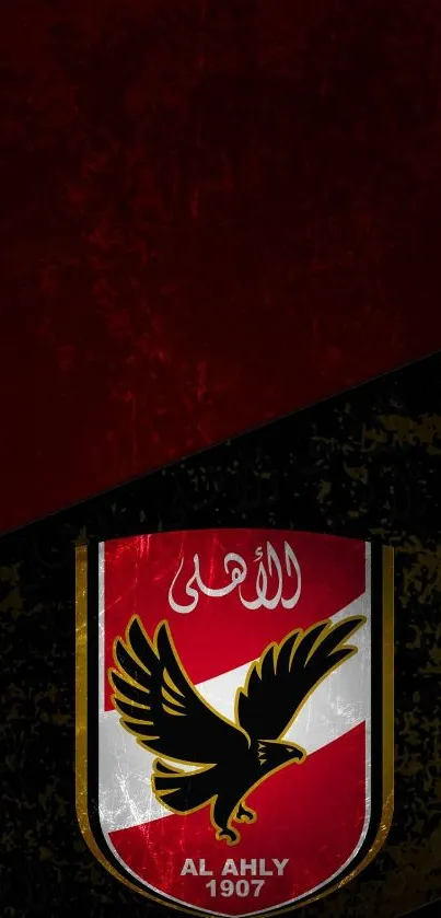 Al Ahly emblem with dark red background wallpaper.