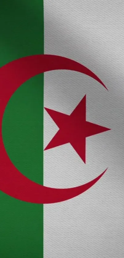 Algerian flag mobile wallpaper with green, white, and red colors.