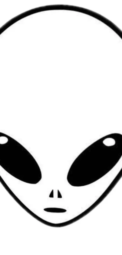 Minimalist alien face wallpaper in black and white design.