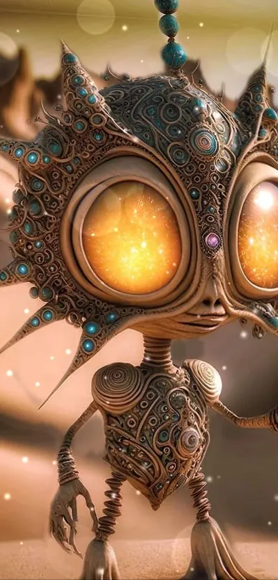 Intricate alien fantasy artwork depicting a cosmic creature.