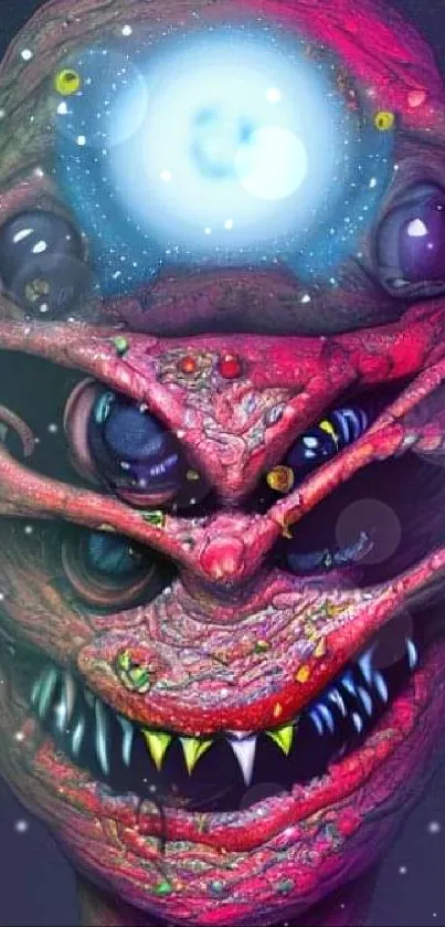 Surreal alien fantasy art with cosmic details and a vibrant magenta hue.