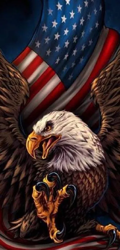 American eagle with flag wallpaper design.