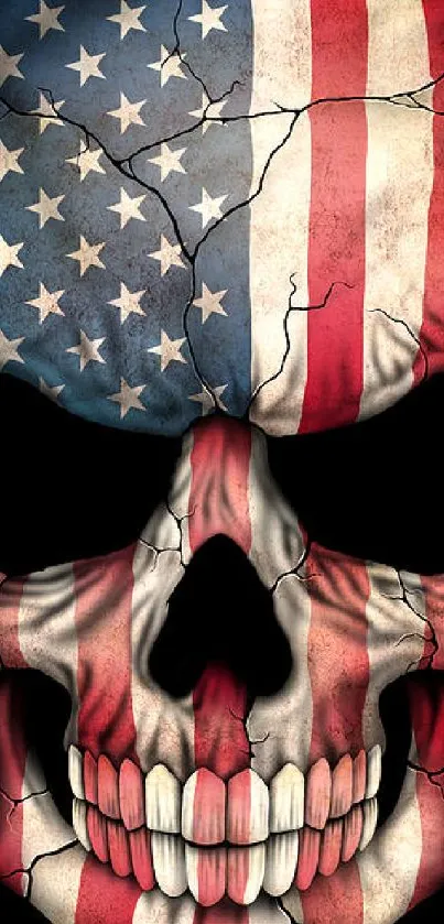 American flag skull wallpaper showcasing bold colors.