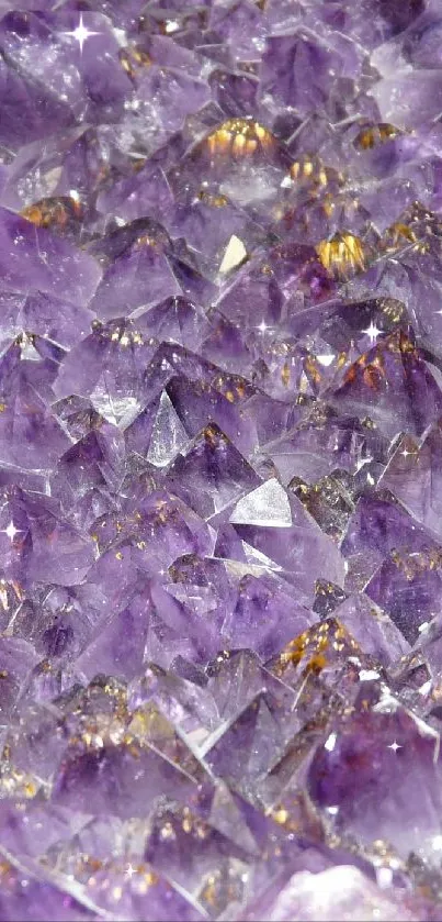 Amethyst crystal wallpaper with vivid purple hues and intricate formations.