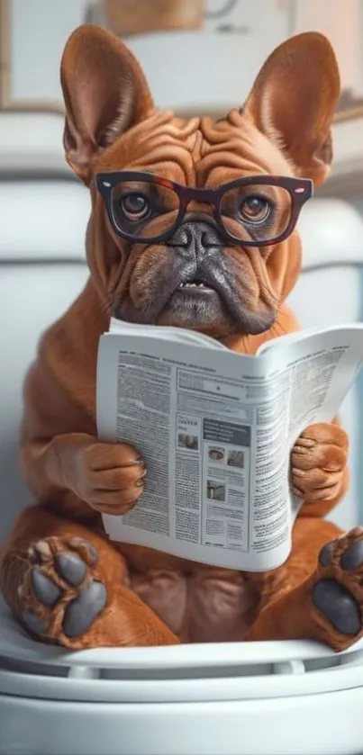 Amusing Bulldog Reading Wallpaper - free download